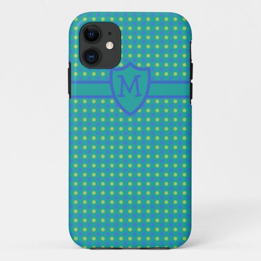 Aangepaste Monogrammed iPhone 5s Case Groen: Polka (Achterkant)
