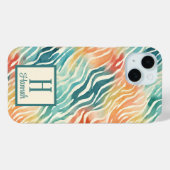 Aangepaste Monogrammed Kleurrijke Waterverf Patroo Case-Mate iPhone Case (Achterkant (horizontaal))