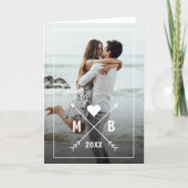 Aangepaste monogrammed Love Heart Arrows 2023 Kaart (Voorkant)