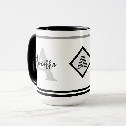 Aangepaste Monogrammed Mok met Naam & Initiaal Gif (Voorkant links)