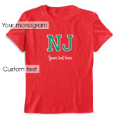 Aangepaste Monogrammed Naam Tekst Groen Rood Graph T-shirt
