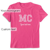 Aangepaste Monogrammed Naam Tekst Roze Graphic T-shirt