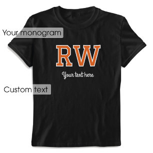 Aangepaste Monogrammed Naam Tekst Sinaasappel Zwar T-shirt
