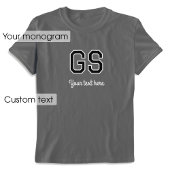 Aangepaste Monogrammed Naam Tekst Zwart Grijs Grap T-shirt