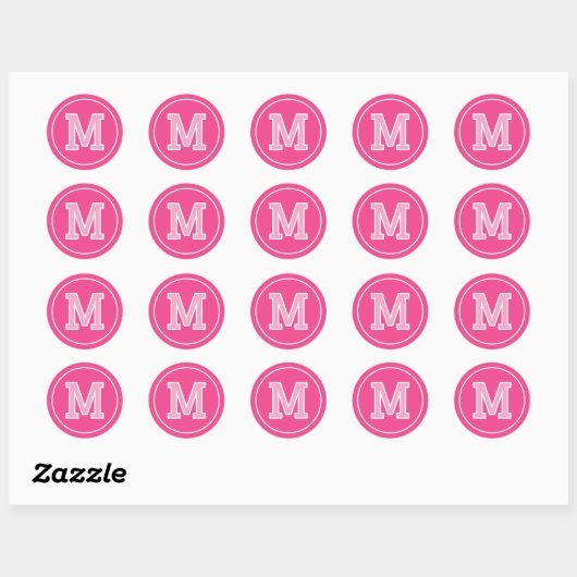 Aangepaste Monogrammed Retro Bold Pink Ronde Sticker (Vel)