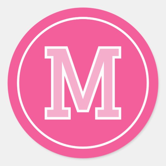 Aangepaste Monogrammed Retro Bold Pink Ronde Sticker (Voorkant)