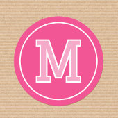 Aangepaste Monogrammed Retro Bold Pink Ronde Sticker