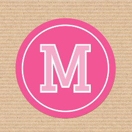 Aangepaste Monogrammed Retro Bold Pink Ronde Sticker