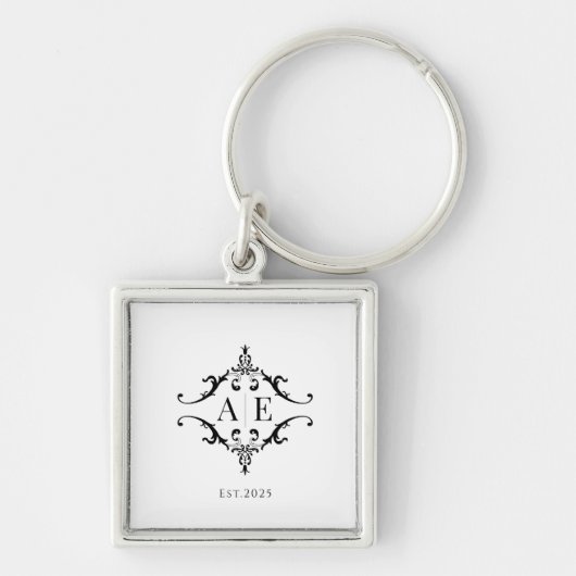 Aangepaste Monogrammed Sleutelhanger – Huwelijksca (Voorkant)