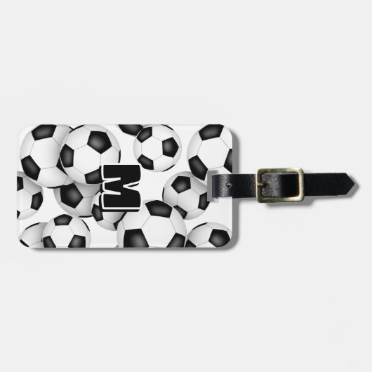 Aangepaste Monogrammed Soccer Player bagagelabels (Voorkant horizontaal)