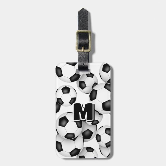 Aangepaste Monogrammed Soccer Player bagagelabels (Voorkant verticaal)