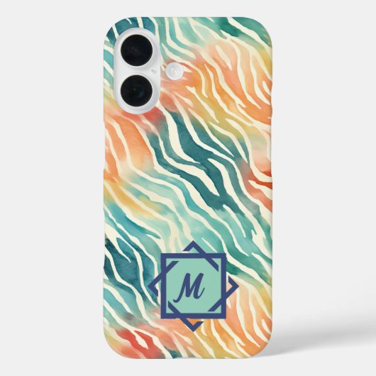 Aangepaste Monogrammed Waterverf Artistic Pattern Case-Mate iPhone Case (Achterkant)