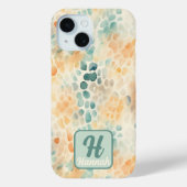 Aangepaste monogrammed waterverf blauw groen geel Case-Mate iPhone case (Achterkant)