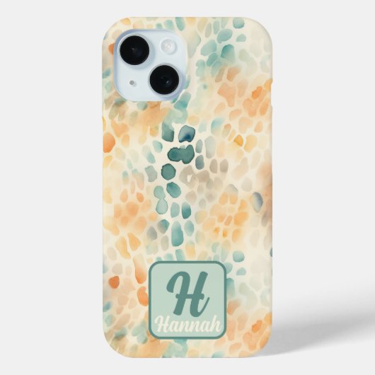 Aangepaste monogrammed waterverf blauw groen geel Case-Mate iPhone case (Achterkant)