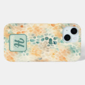 Aangepaste monogrammed waterverf blauw groen geel Case-Mate iPhone case (Achterkant (horizontaal))