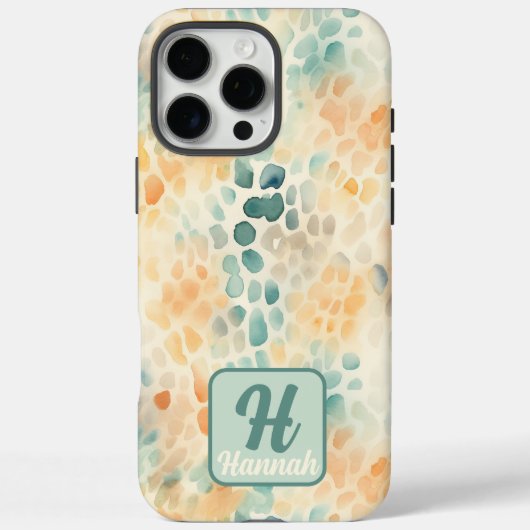 Aangepaste monogrammed waterverf blauw groen geel Case-Mate iPhone case (Achterkant)