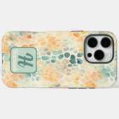 Aangepaste monogrammed waterverf blauw groen geel Case-Mate iPhone case (Achterkant (horizontaal))