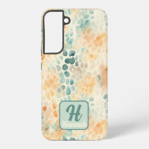 Aangepaste monogrammed waterverf blauw groen geel samsung galaxy hoesje