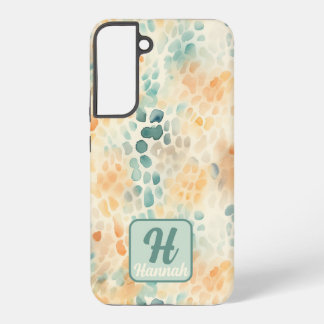 Aangepaste monogrammed waterverf blauw groen geel samsung galaxy hoesje