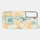 Aangepaste monogrammed waterverf blauw groen geel samsung galaxy hoesje (Achterkant horizontaal)