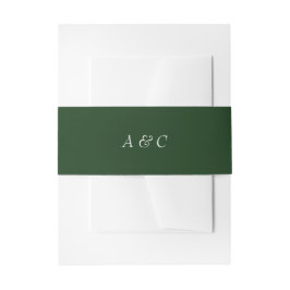 Aangepaste Monogrammed Witte Tekst Groene Bruiloft Uitnodigingen Wikkel
