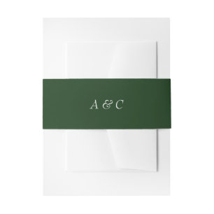Aangepaste Monogrammed Witte Tekst Groene Bruiloft Uitnodigingen Wikkel