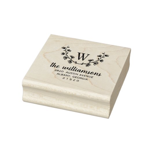 Aangepaste monogrammed Wreath Return Address Stamp Rubberstempel (Stempel)
