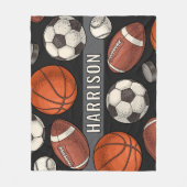 Aangepaste Monogrammed Zachte Zwarte Sport Fleece Deken (Voorkant)