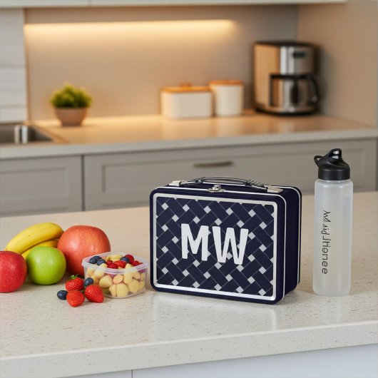 Aangepaste Monogrammed Zwart en Wit Geweven Patroo
