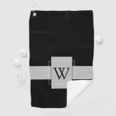 Aangepaste Monogrammed Zwart Wit Golfhanddoek (Insitu)