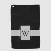 Aangepaste Monogrammed Zwart Wit Golfhanddoek (Voorkant)