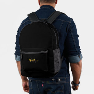 Aangepaste Monogrammed Zwarte Rugzak met Jouw naam
