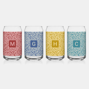 Aangepaste monogrammen bloemenpatroon blikvorm glas