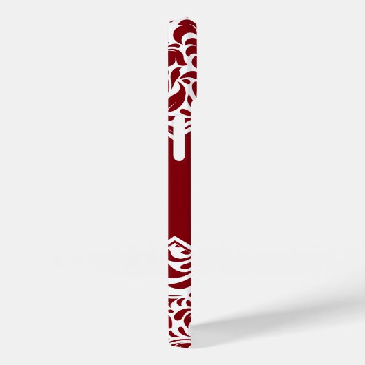 Aangepaste Monogrammen Cranberry Damask Pattern Ca Case-Mate iPhone Case (Achterkant / Rechts)