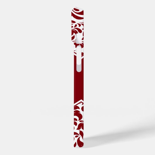 Aangepaste Monogrammen Cranberry Damask Pattern Ca Case-Mate iPhone Case (Achterkant / Links)