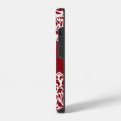 Aangepaste Monogrammen Cranberry Damask Pattern Ca iPhone Hoesje (Linkerkant)