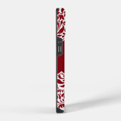 Aangepaste Monogrammen Cranberry Damask Pattern Ca iPhone Hoesje (Rechterkant)