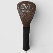 Aangepaste monogrammen en bruin leder golfheadcover (Voorkant)