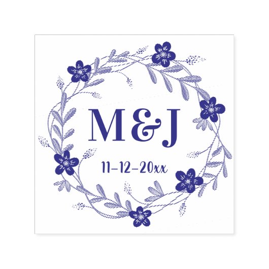Aangepaste monogrammen en huwelijksdatum  zelfinktende stempel (Design)