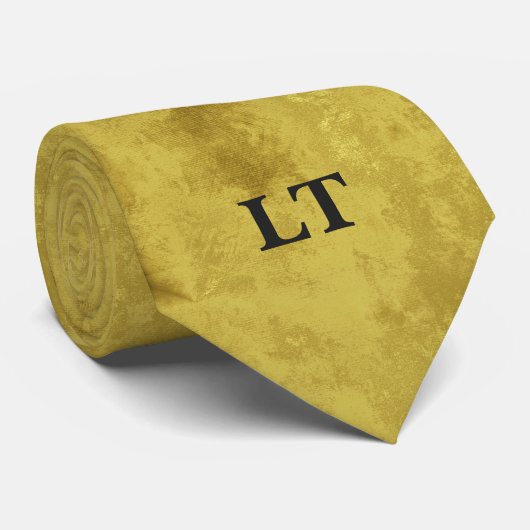 Aangepaste monogrammen Faux Gold Texture Stropdas (Opgerold)