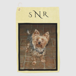 Aangepaste monogrammen foto van foto's of foto's v golfhanddoek