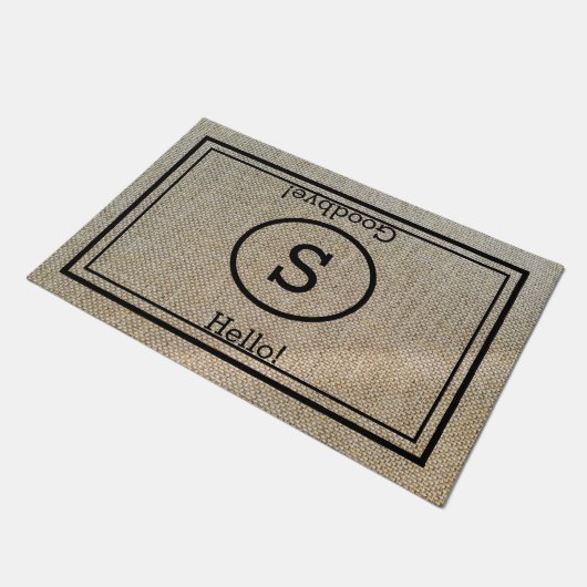 Aangepaste monogrammen Hallo en afscheid Rustic Deurmat (Schuin)