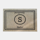 Aangepaste monogrammen Hallo en afscheid Rustic Deurmat (Voorkant)