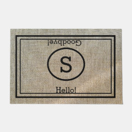 Aangepaste monogrammen Hallo en afscheid Rustic Deurmat