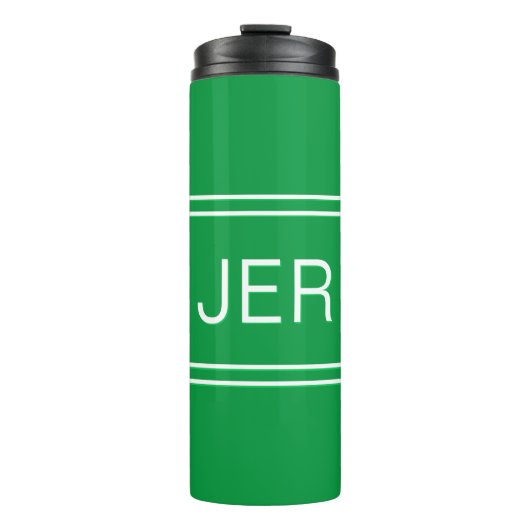 Aangepaste monogrammen Initialen Drink Groen reize Thermosbeker (Voorkant)