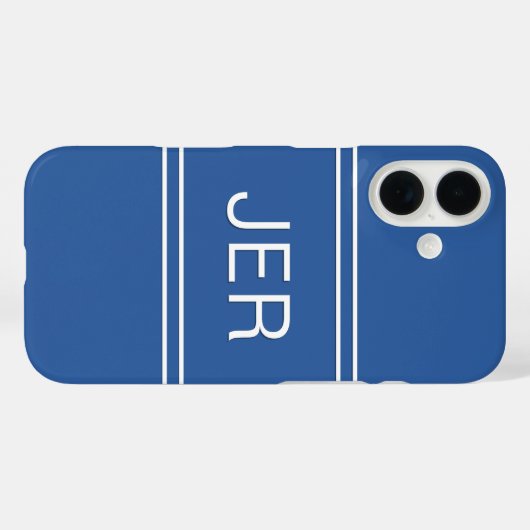 Aangepaste monogrammen Initialen Moderne Blauwe Sj Case-Mate iPhone Case (Achterkant (horizontaal))