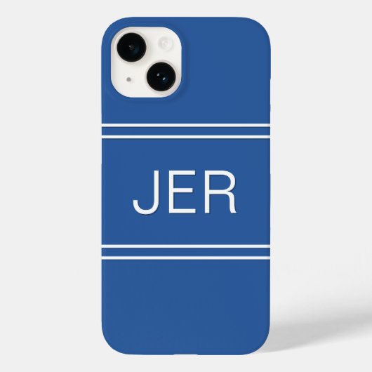 Aangepaste monogrammen Initialen Moderne Blauwe Sj Case-Mate iPhone Case (Achterkant)