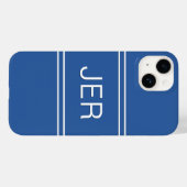 Aangepaste monogrammen Initialen Moderne Blauwe Sj Case-Mate iPhone Case (Achterkant (horizontaal))
