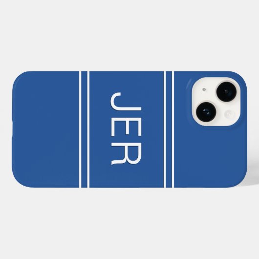 Aangepaste monogrammen Initialen Moderne Blauwe Sj Case-Mate iPhone Case (Achterkant (horizontaal))