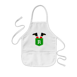 Aangepaste monogrammen kerstman in Pocket met kers Kinder Schort